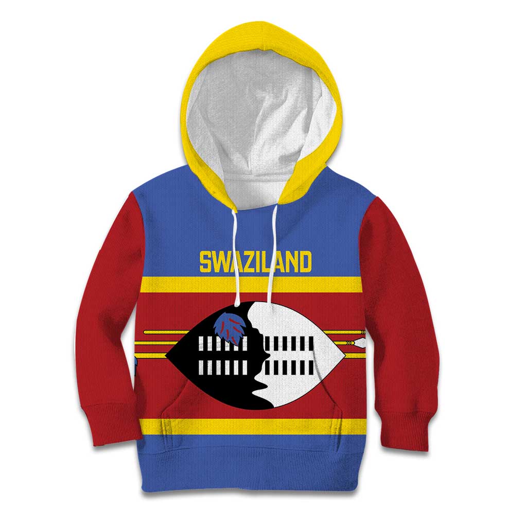 Swaziland Kid Hoodie Siyinqaba Eswatini Flag Style - Wonder Print Shop