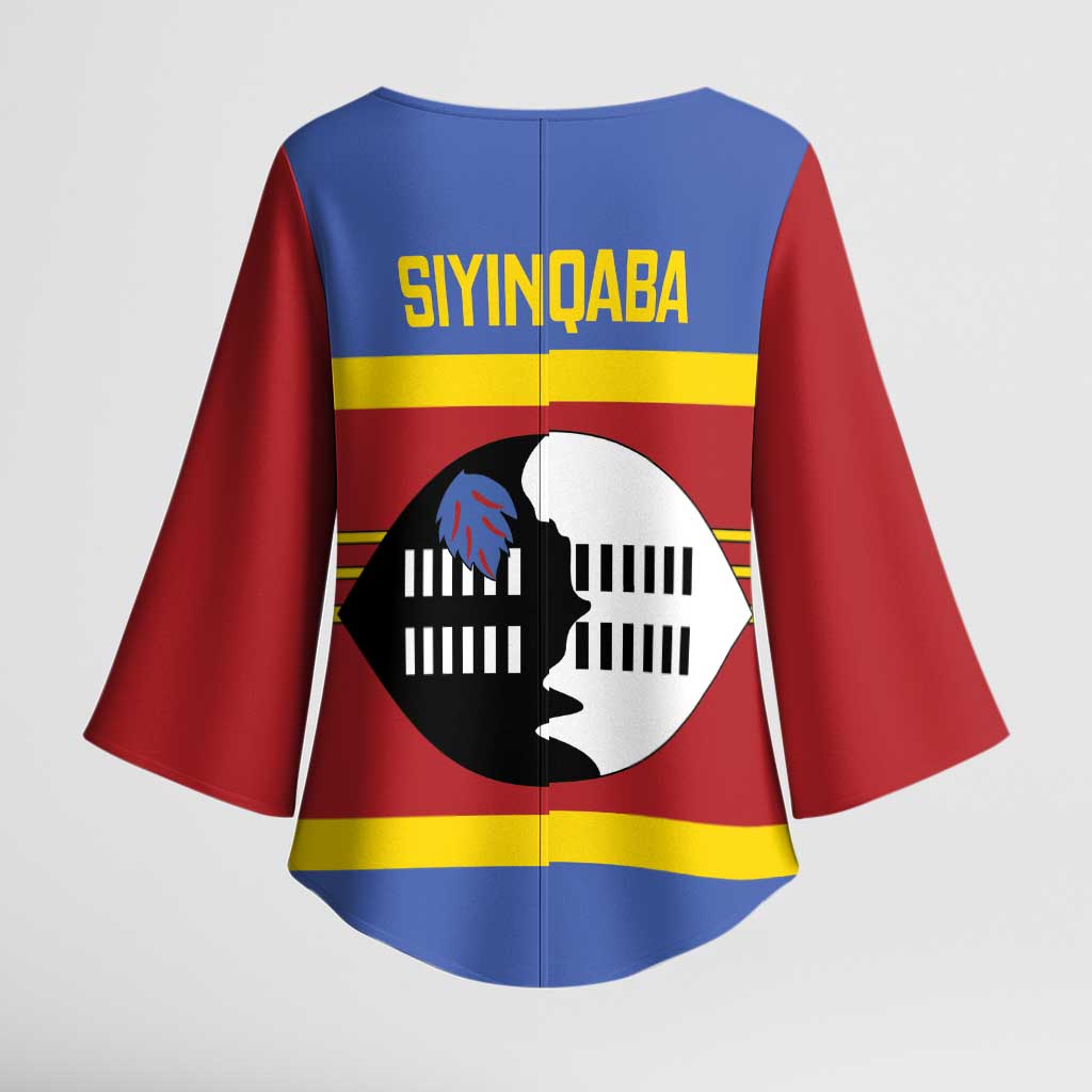 Swaziland Kimono Sleeve Blouse Siyinqaba Eswatini Flag Style - Wonder Print Shop