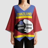 Swaziland Kimono Sleeve Blouse Siyinqaba Eswatini Flag Style - Wonder Print Shop