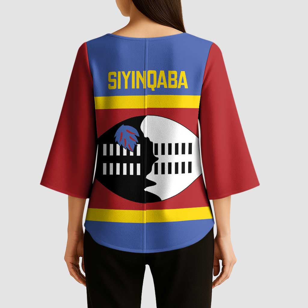 Swaziland Kimono Sleeve Blouse Siyinqaba Eswatini Flag Style - Wonder Print Shop