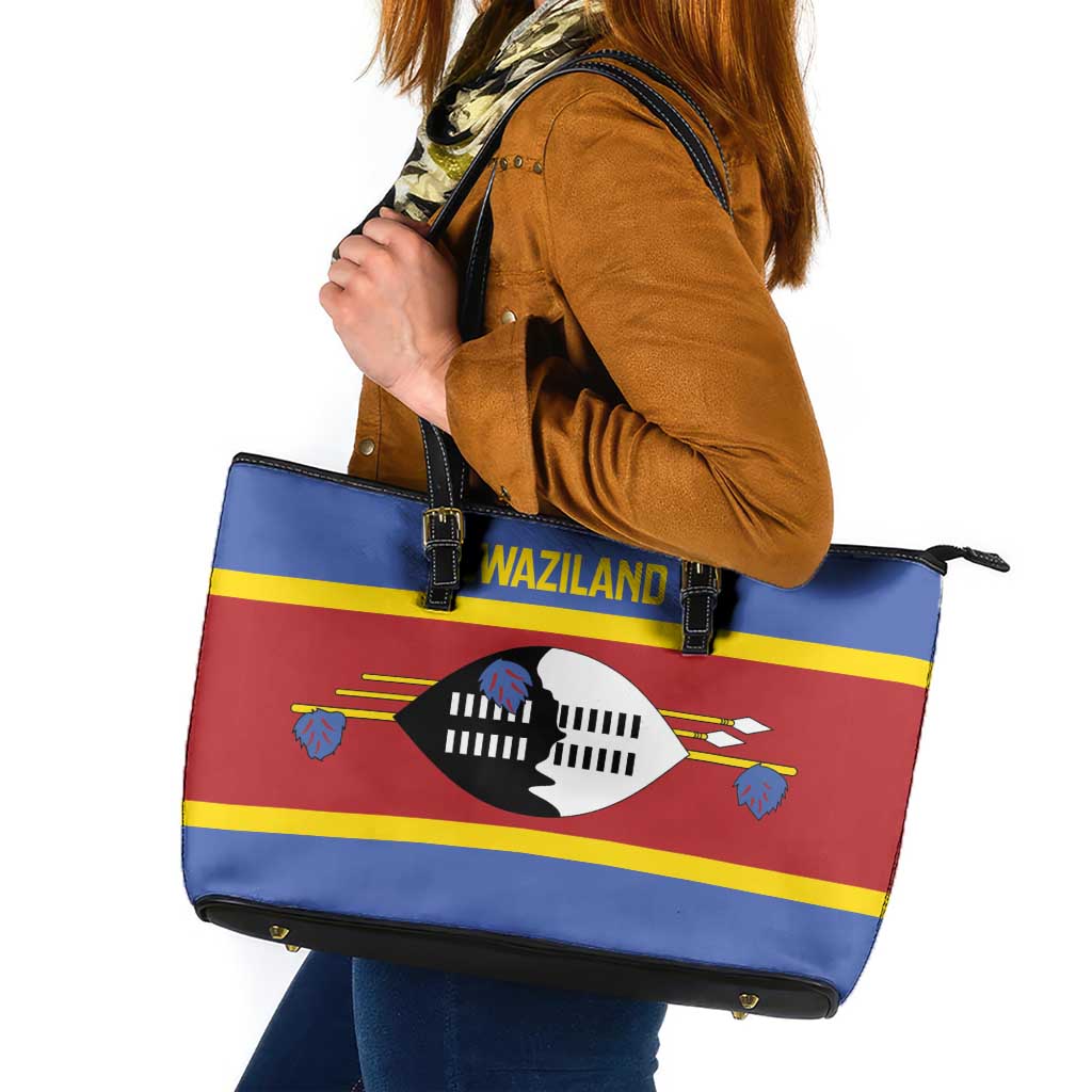 Swaziland Leather Tote Bag Siyinqaba Eswatini Flag Style - Wonder Print Shop