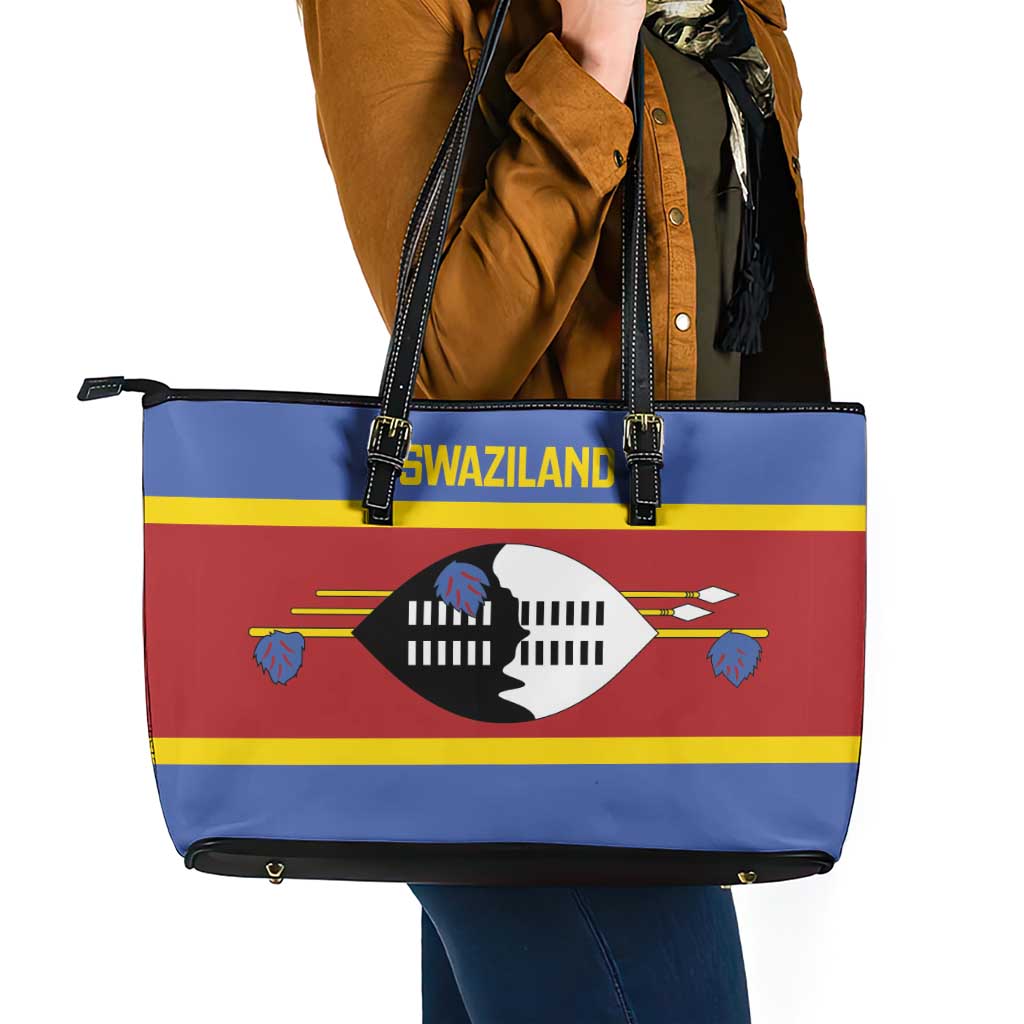 Swaziland Leather Tote Bag Siyinqaba Eswatini Flag Style - Wonder Print Shop