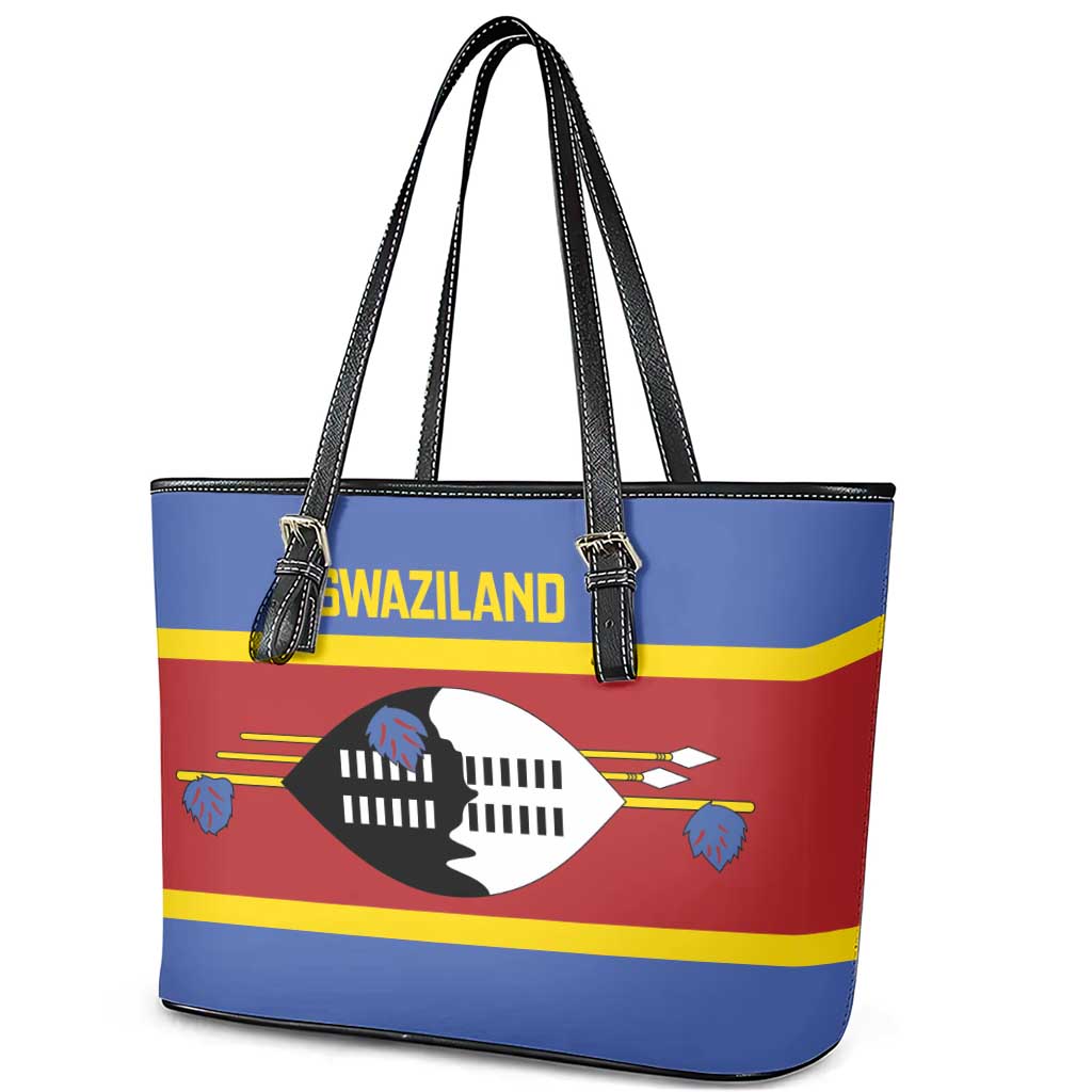 Swaziland Leather Tote Bag Siyinqaba Eswatini Flag Style - Wonder Print Shop