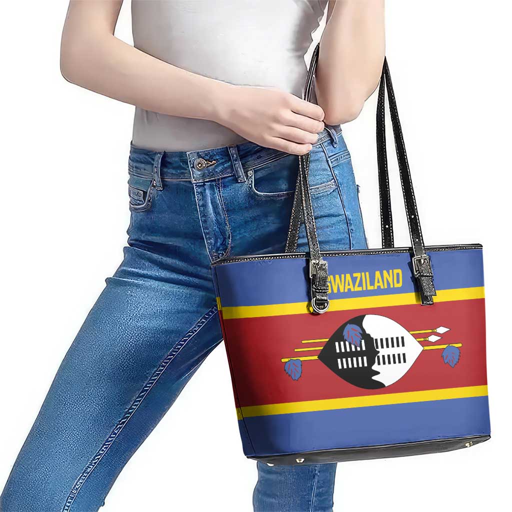 Swaziland Leather Tote Bag Siyinqaba Eswatini Flag Style - Wonder Print Shop