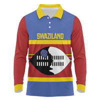 Swaziland Long Sleeve Polo Shirt Siyinqaba Eswatini Flag Style - Wonder Print Shop