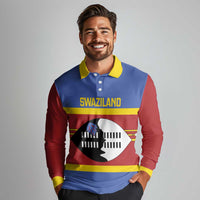 Swaziland Long Sleeve Polo Shirt Siyinqaba Eswatini Flag Style - Wonder Print Shop