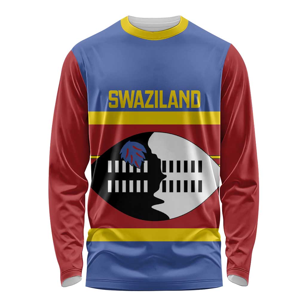 Swaziland Long Sleeve Shirt Siyinqaba Eswatini Flag Style - Wonder Print Shop