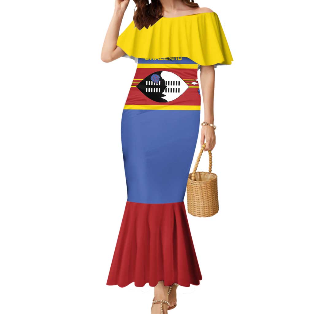 Swaziland Mermaid Dress Siyinqaba Eswatini Flag Style - Wonder Print Shop
