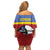 Swaziland Off Shoulder Short Dress Siyinqaba Eswatini Flag Style - Wonder Print Shop