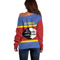Swaziland Off Shoulder Sweater Siyinqaba Eswatini Flag Style - Wonder Print Shop
