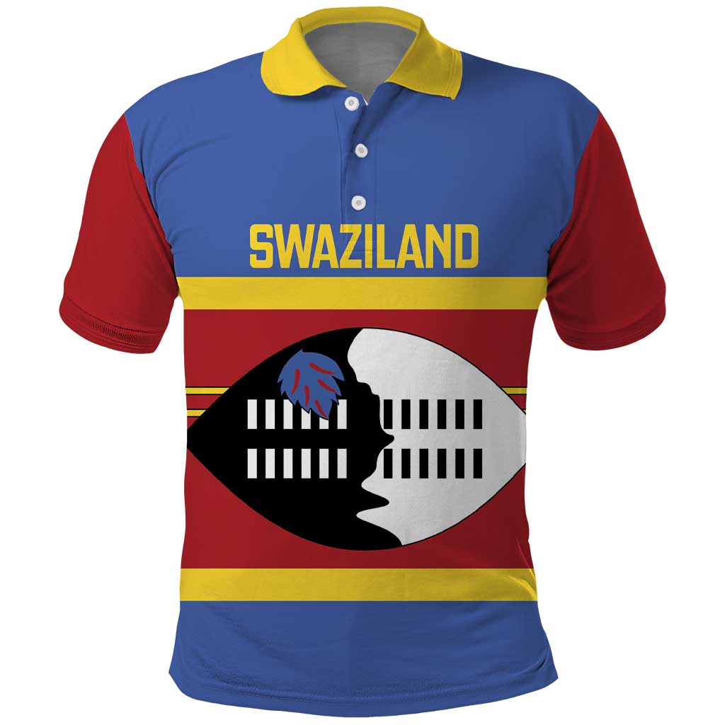 Swaziland Polo Shirt Siyinqaba Eswatini Flag Style - Wonder Print Shop