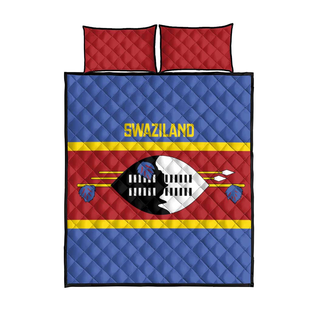 Swaziland Quilt Bed Set Siyinqaba Eswatini Flag Style - Wonder Print Shop