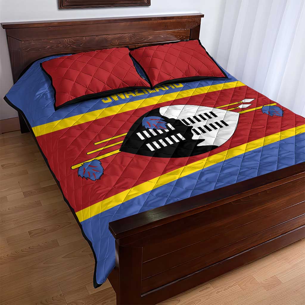 Swaziland Quilt Bed Set Siyinqaba Eswatini Flag Style - Wonder Print Shop