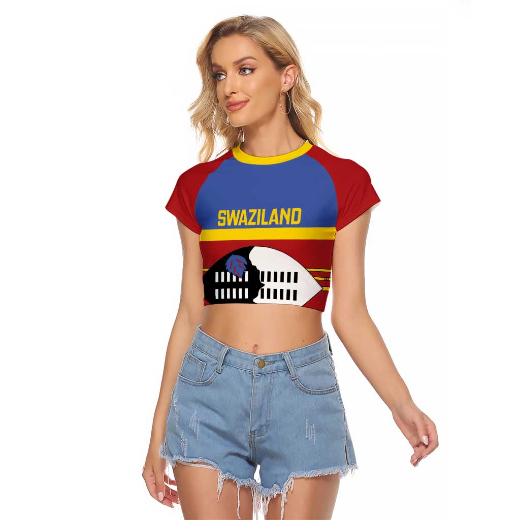 Swaziland Raglan Cropped T Shirt Siyinqaba Eswatini Flag Style - Wonder Print Shop