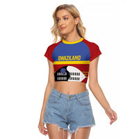 Swaziland Raglan Cropped T Shirt Siyinqaba Eswatini Flag Style - Wonder Print Shop