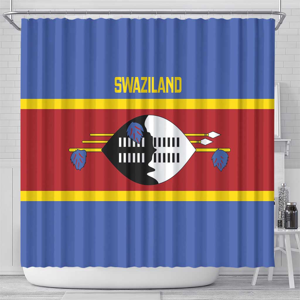 Swaziland Shower Curtain Siyinqaba Eswatini Flag Style - Wonder Print Shop