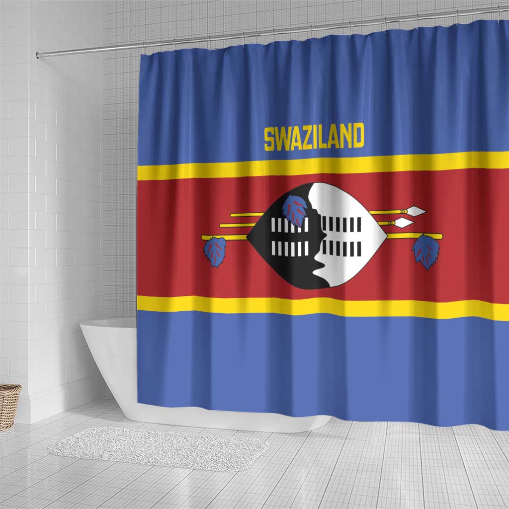 Swaziland Shower Curtain Siyinqaba Eswatini Flag Style - Wonder Print Shop