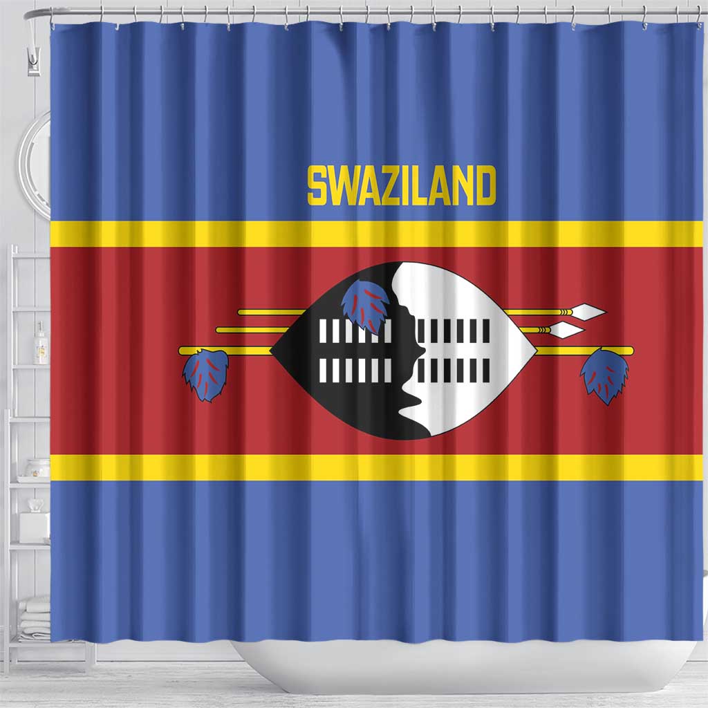 Swaziland Shower Curtain Siyinqaba Eswatini Flag Style - Wonder Print Shop