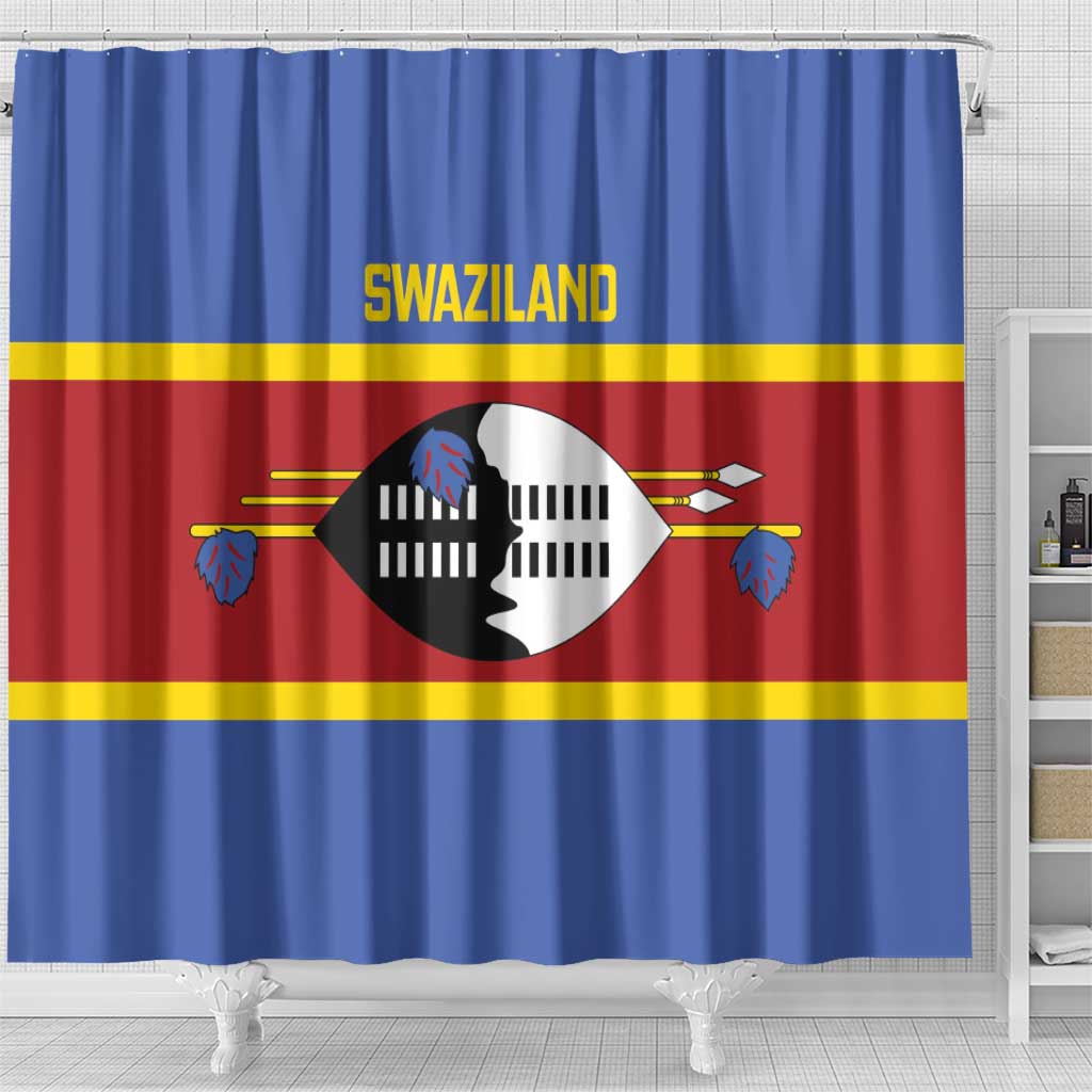 Swaziland Shower Curtain Siyinqaba Eswatini Flag Style - Wonder Print Shop