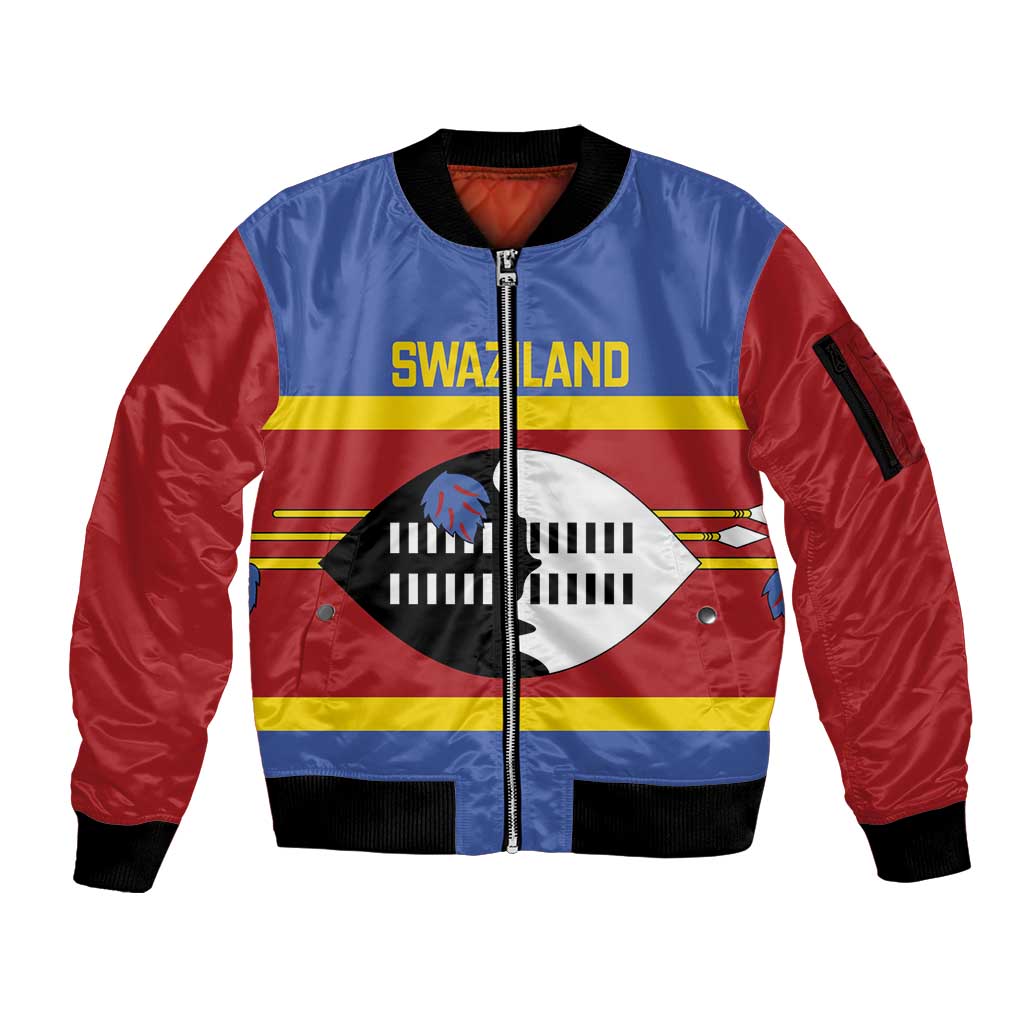 Swaziland Sleeve Zip Bomber Jacket Siyinqaba Eswatini Flag Style - Wonder Print Shop