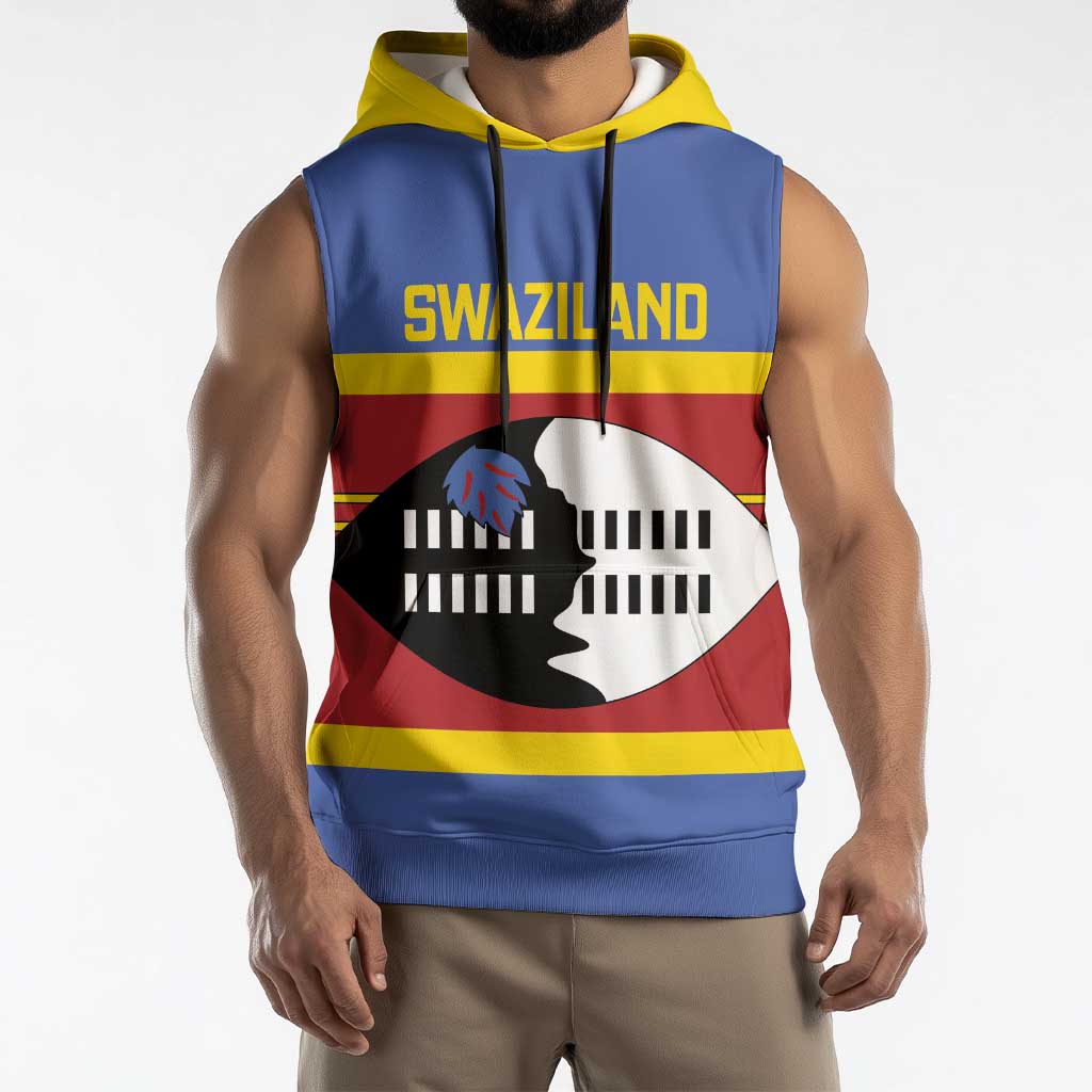 Swaziland Sleeveless Hoodie Siyinqaba Eswatini Flag Style - Wonder Print Shop