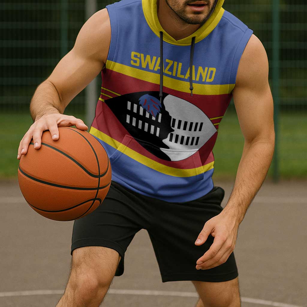 Swaziland Sleeveless Hoodie Siyinqaba Eswatini Flag Style - Wonder Print Shop