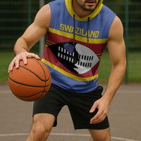 Swaziland Sleeveless Hoodie Siyinqaba Eswatini Flag Style - Wonder Print Shop