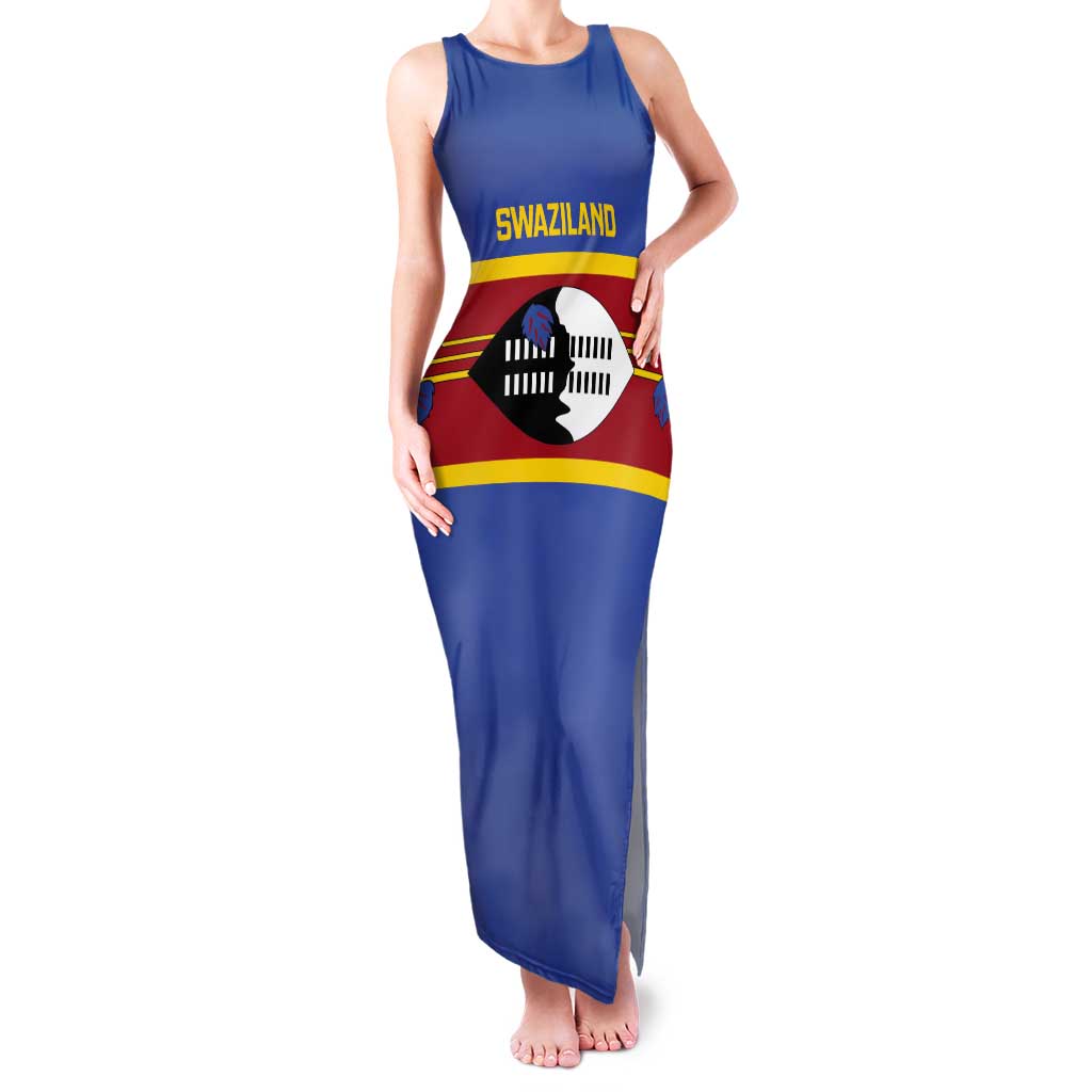 Swaziland Tank Maxi Dress Siyinqaba Eswatini Flag Style - Wonder Print Shop