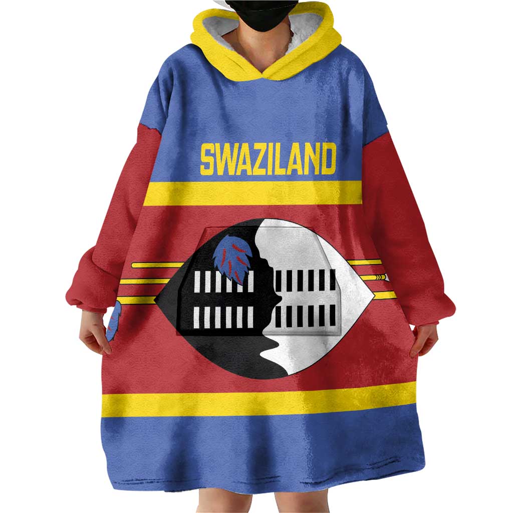 Swaziland Wearable Blanket Hoodie Siyinqaba Eswatini Flag Style - Wonder Print Shop