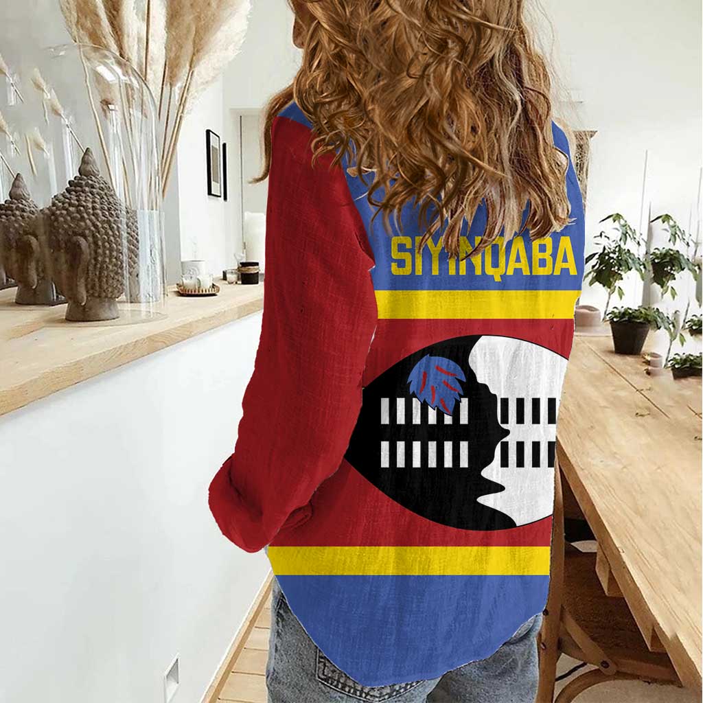 Swaziland Women Casual Shirt Siyinqaba Eswatini Flag Style - Wonder Print Shop