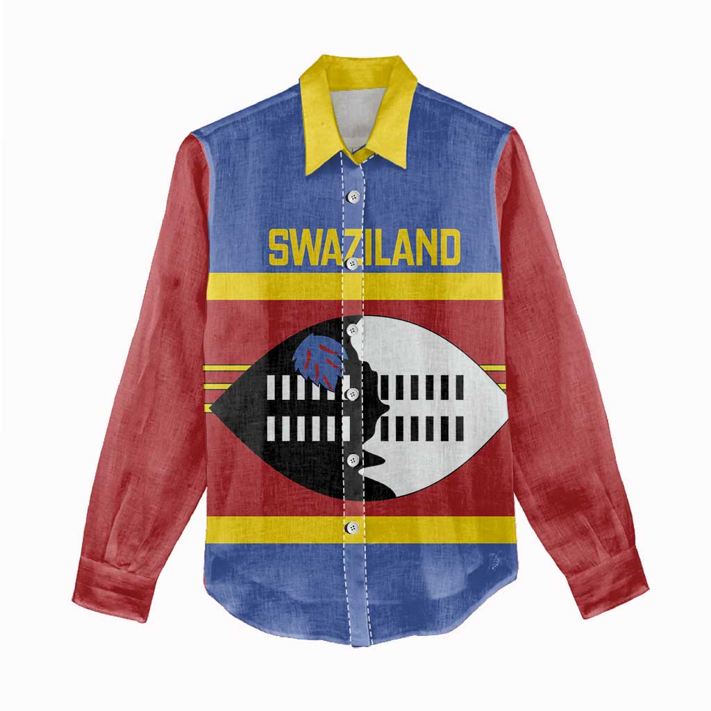 Swaziland Women Casual Shirt Siyinqaba Eswatini Flag Style - Wonder Print Shop