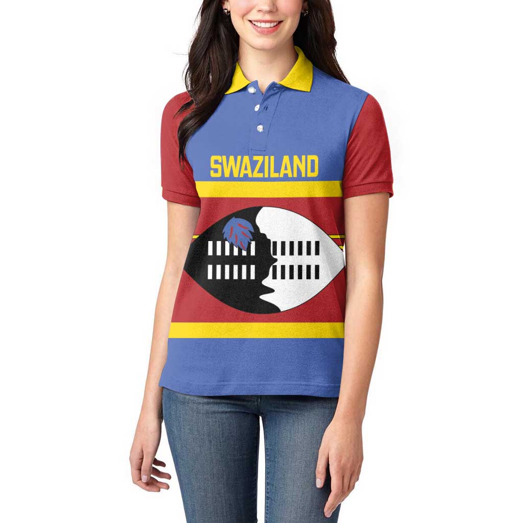 Swaziland Women Polo Shirt Siyinqaba Eswatini Flag Style - Wonder Print Shop