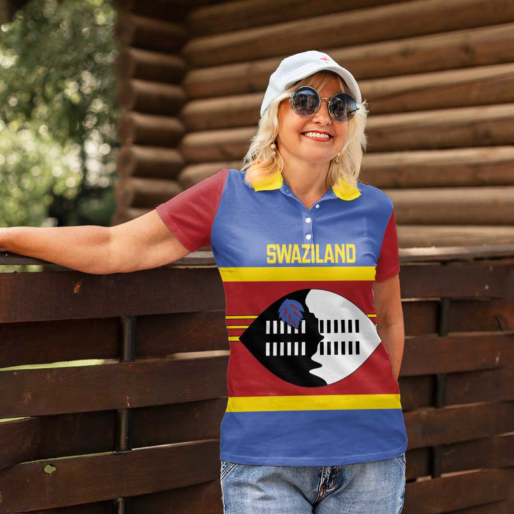 Swaziland Women Polo Shirt Siyinqaba Eswatini Flag Style - Wonder Print Shop