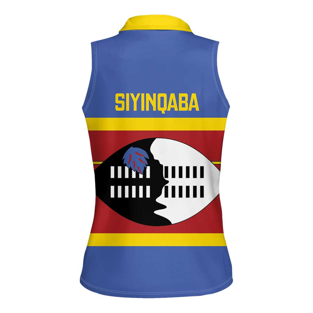 Swaziland Women Sleeveless Polo Shirt Siyinqaba Eswatini Flag Style - Wonder Print Shop