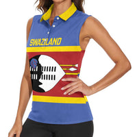 Swaziland Women Sleeveless Polo Shirt Siyinqaba Eswatini Flag Style - Wonder Print Shop