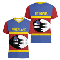 Swaziland Women V-Neck T-Shirt Siyinqaba Eswatini Flag Style - Wonder Print Shop