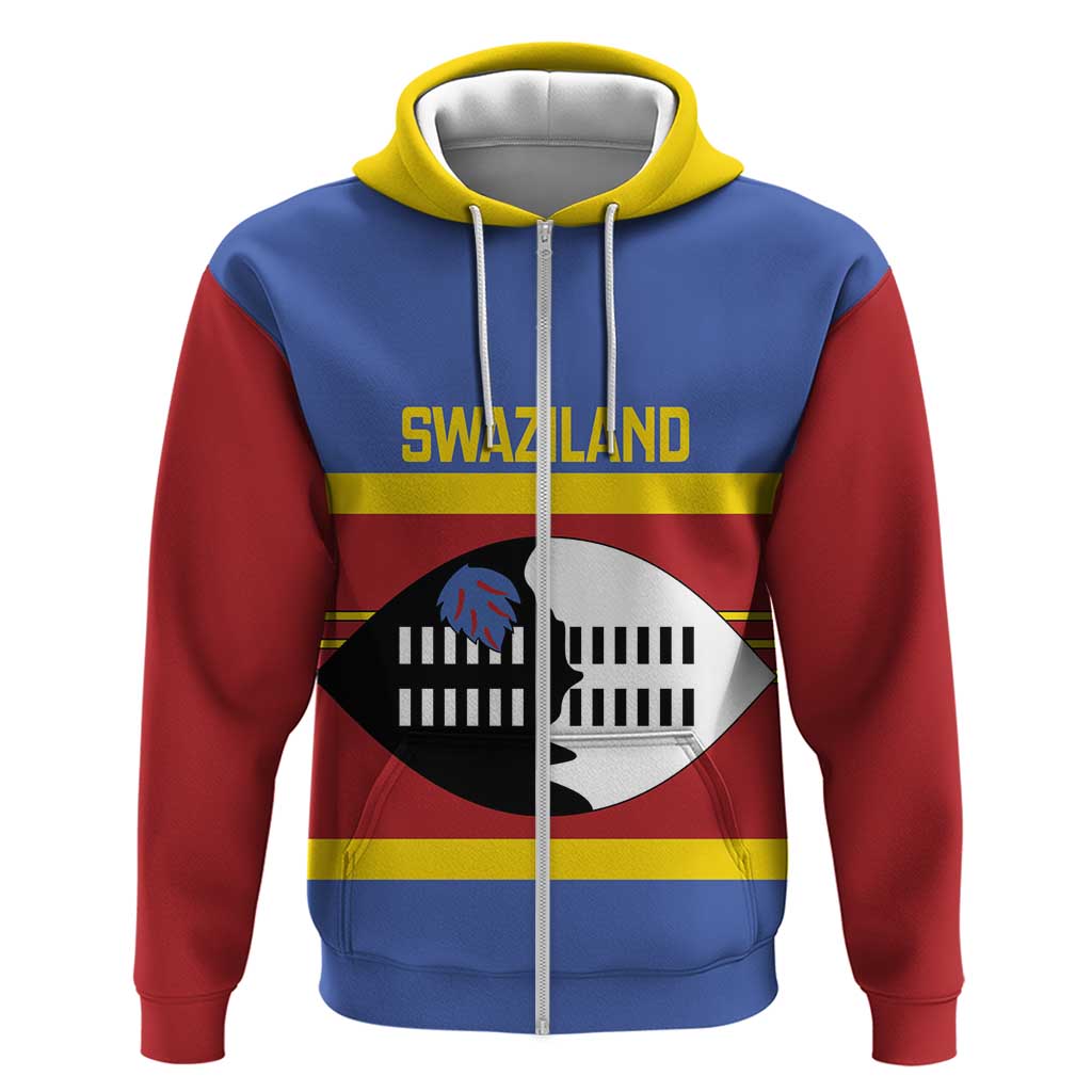 Swaziland Zip Hoodie Siyinqaba Eswatini Flag Style - Wonder Print Shop