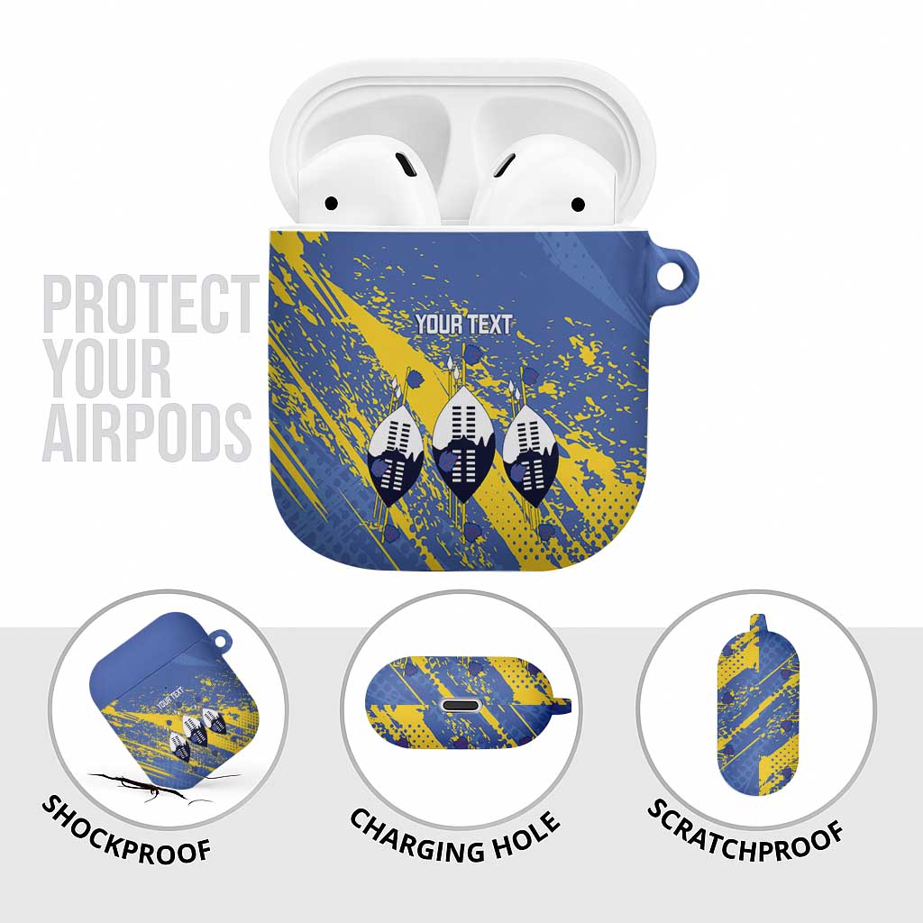 Eswatini Football Custom AirPods Case Sihlangu Semnikati Blue - Wonder Print Shop