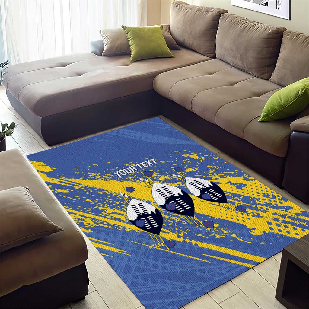 Eswatini Football Custom Area Rug Sihlangu Semnikati Blue - Wonder Print Shop