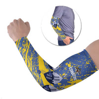 Eswatini Football Custom Arm Sleeves Sihlangu Semnikati Blue - Wonder Print Shop