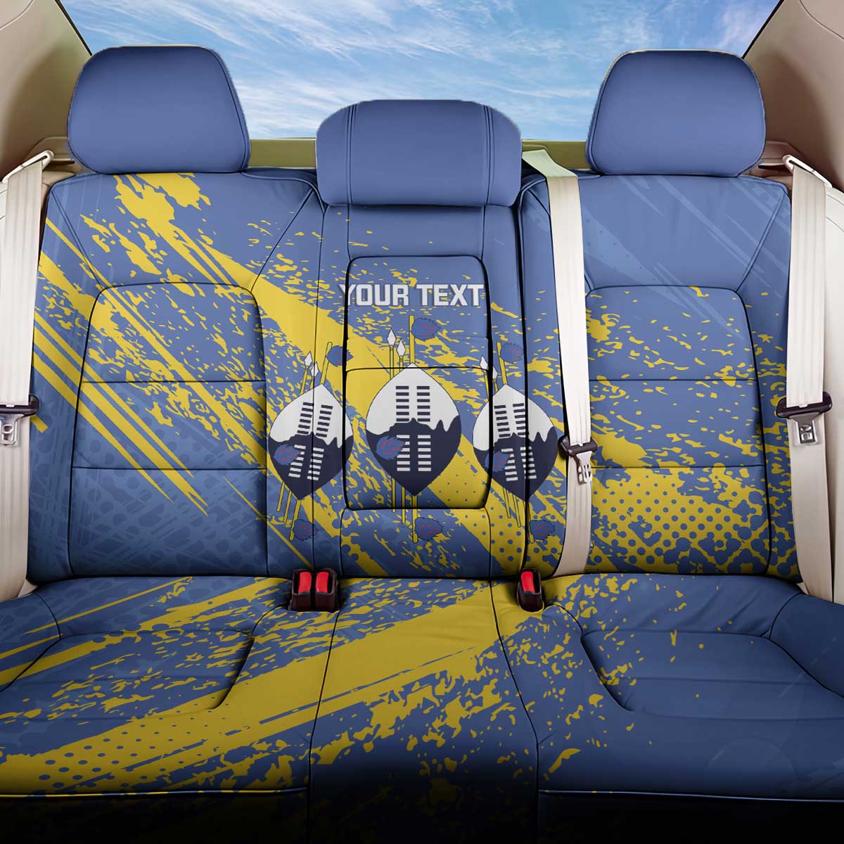 Eswatini Football Custom Back Car Seat Cover Sihlangu Semnikati Blue - Wonder Print Shop