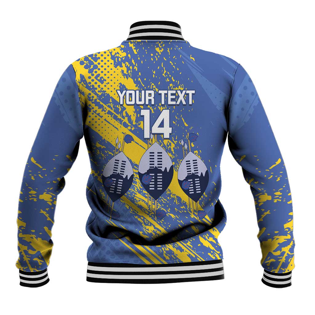 Eswatini Football Custom Baseball Jacket Sihlangu Semnikati Blue - Wonder Print Shop