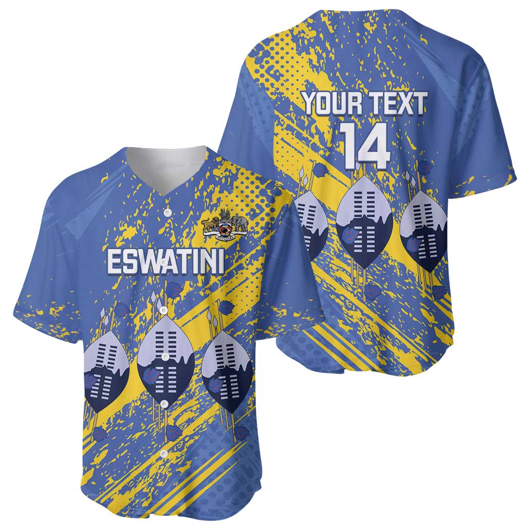 Eswatini Football Custom Baseball Jersey Sihlangu Semnikati Blue - Wonder Print Shop