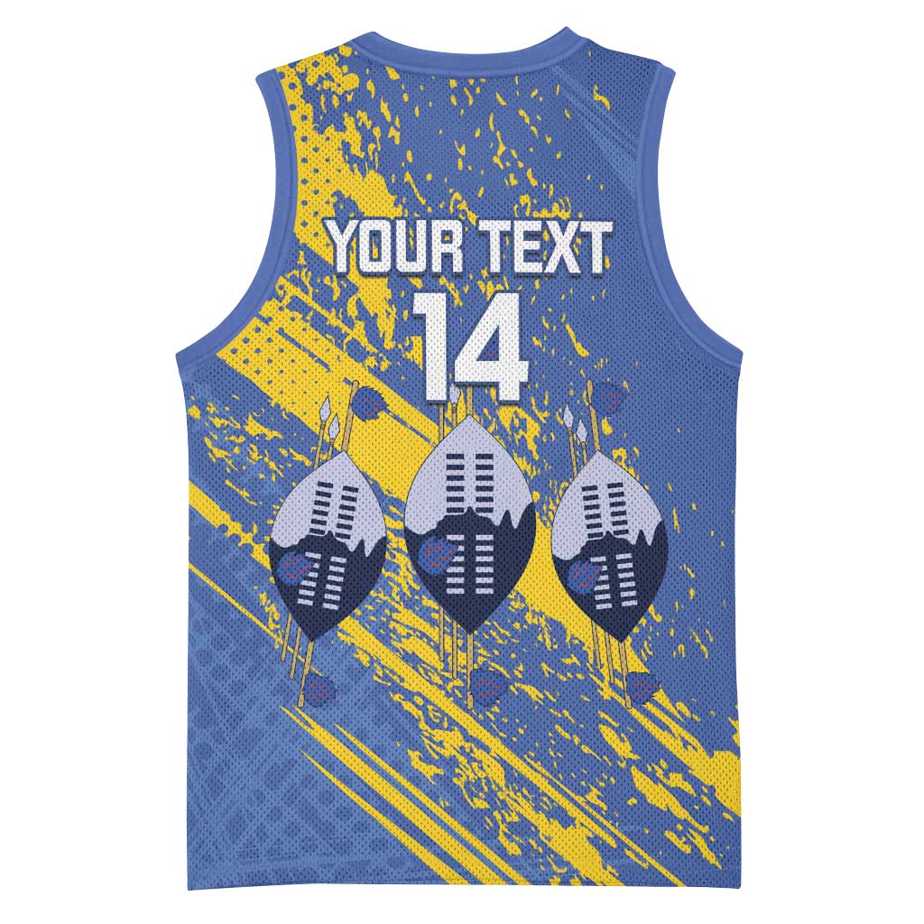 Eswatini Football Custom Basketball Jersey Sihlangu Semnikati Blue - Wonder Print Shop