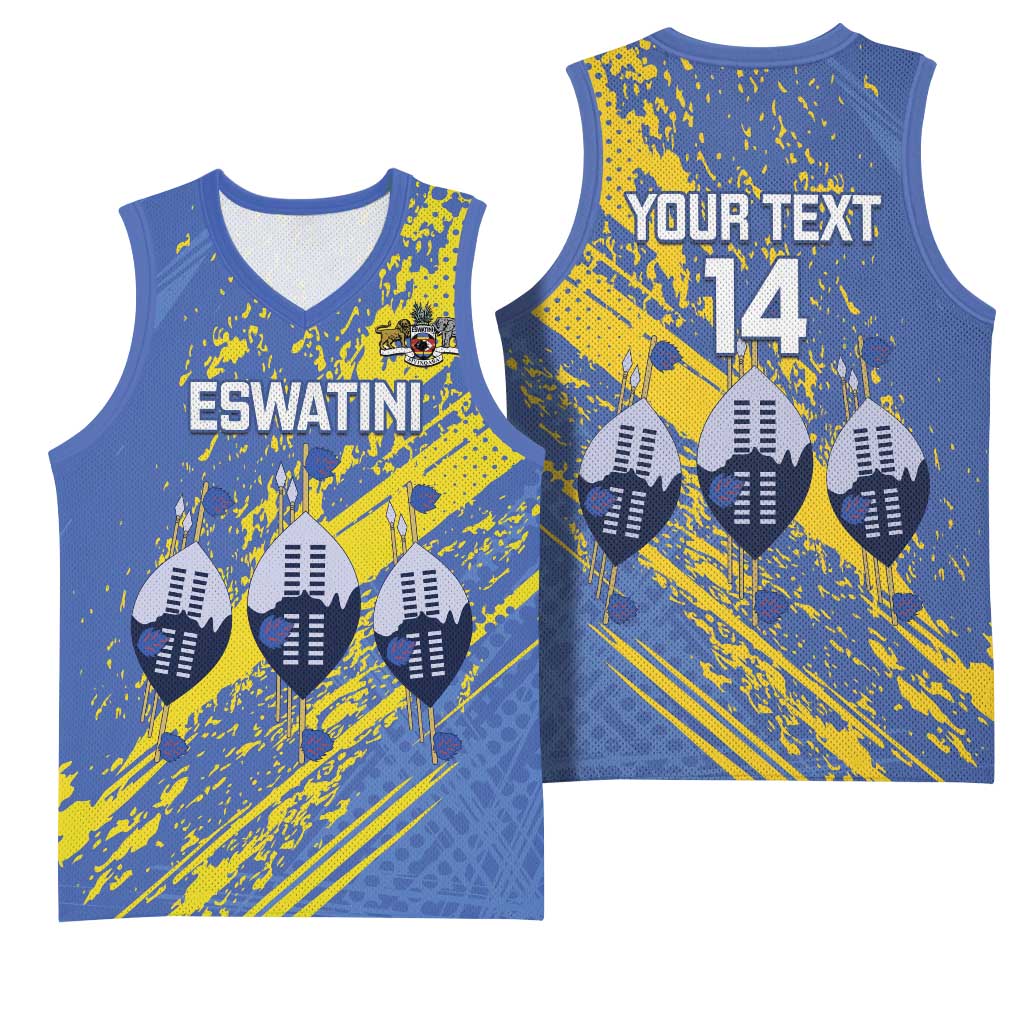 Eswatini Football Custom Basketball Jersey Sihlangu Semnikati Blue - Wonder Print Shop