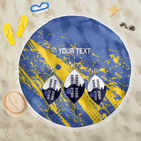 Eswatini Football Custom Beach Blanket Sihlangu Semnikati Blue - Wonder Print Shop