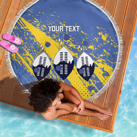 Eswatini Football Custom Beach Blanket Sihlangu Semnikati Blue - Wonder Print Shop