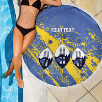 Eswatini Football Custom Beach Blanket Sihlangu Semnikati Blue - Wonder Print Shop