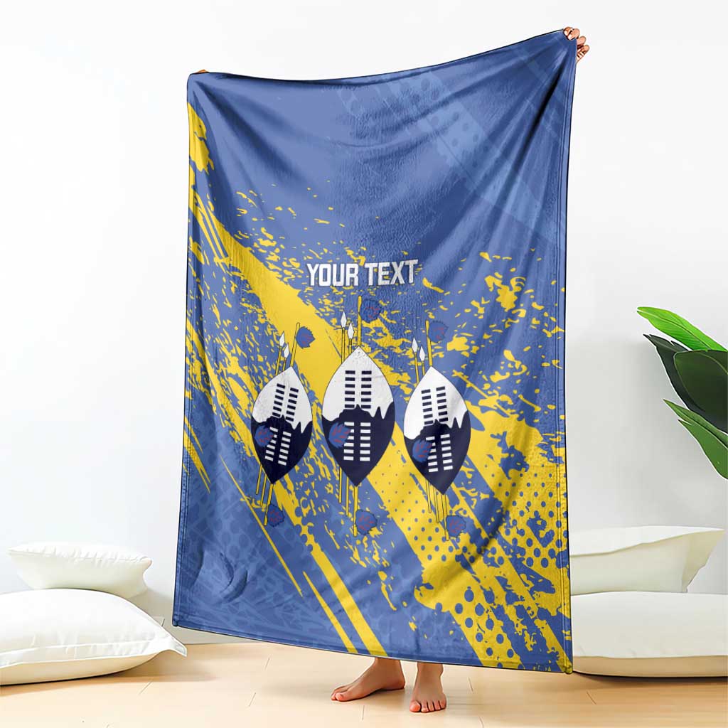 Eswatini Football Custom Blanket Sihlangu Semnikati Blue - Wonder Print Shop