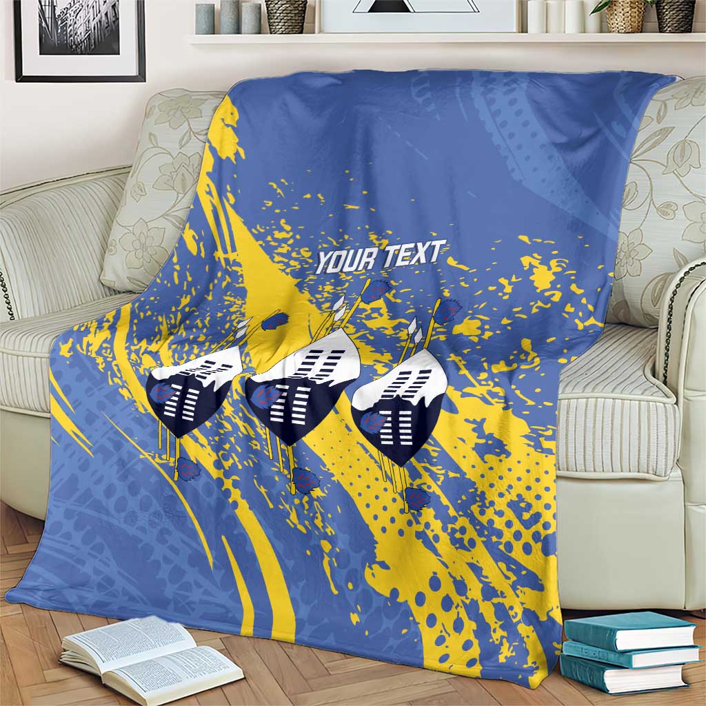 Eswatini Football Custom Blanket Sihlangu Semnikati Blue - Wonder Print Shop